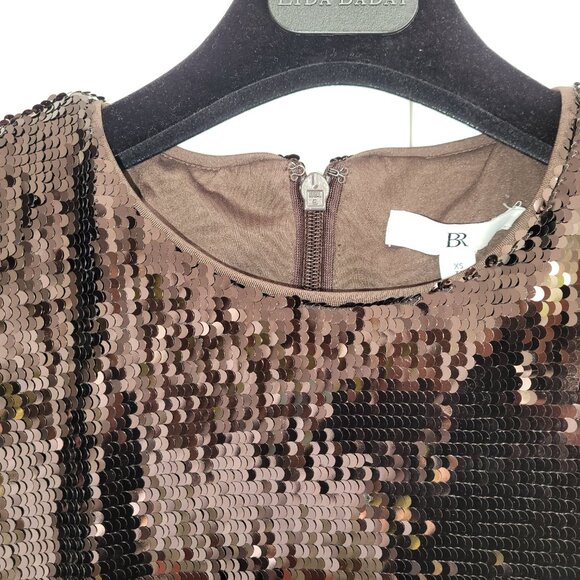 NWT Banana Republic Stretch-Sequin Mini Dress in Brown Size XS - Picture 6 of 8